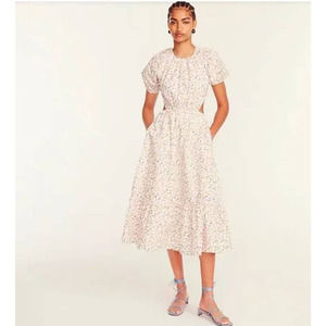 J. Crew Side-Cutout Cotton Poplin Dress in Meadow Floral Size 14 NWT